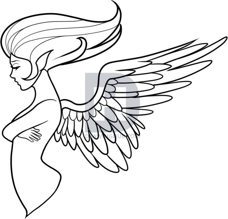 749x720 How To Draw An Angel Tattoo, Step