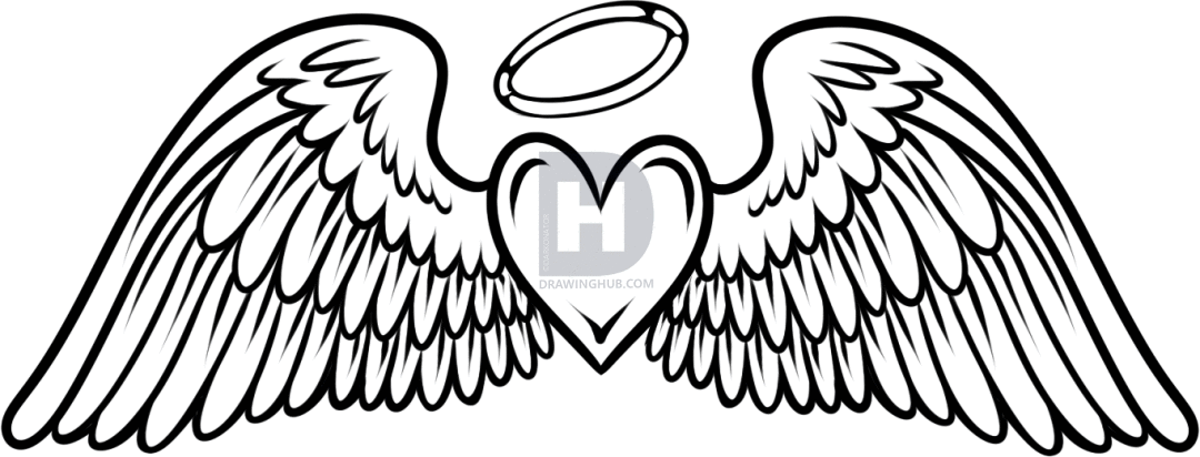 1080x412 How To Draw Angel Wings Tattoo, Step