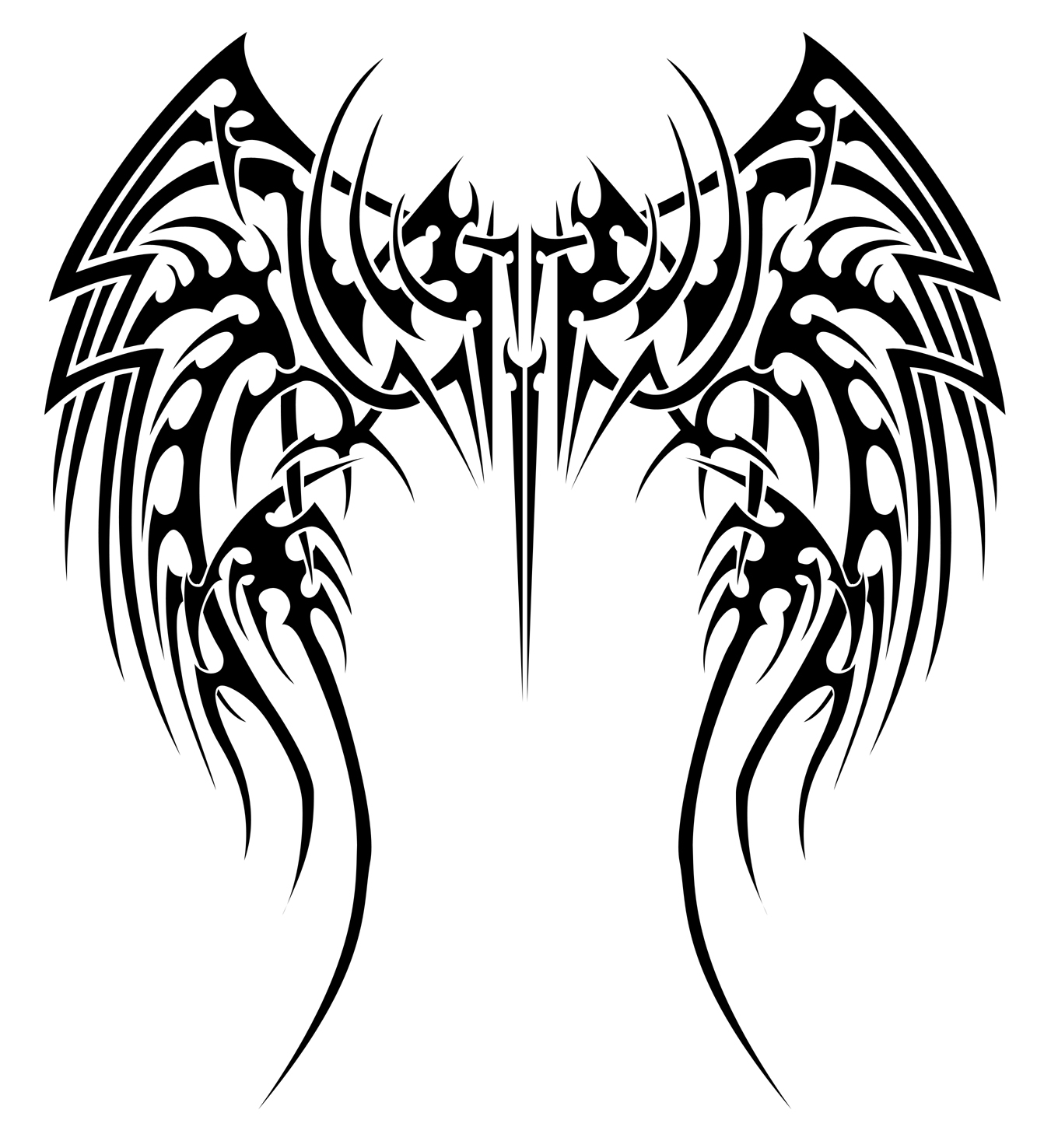 1351x1476 Tribal Angel Wings Tattoo Designs Free Image