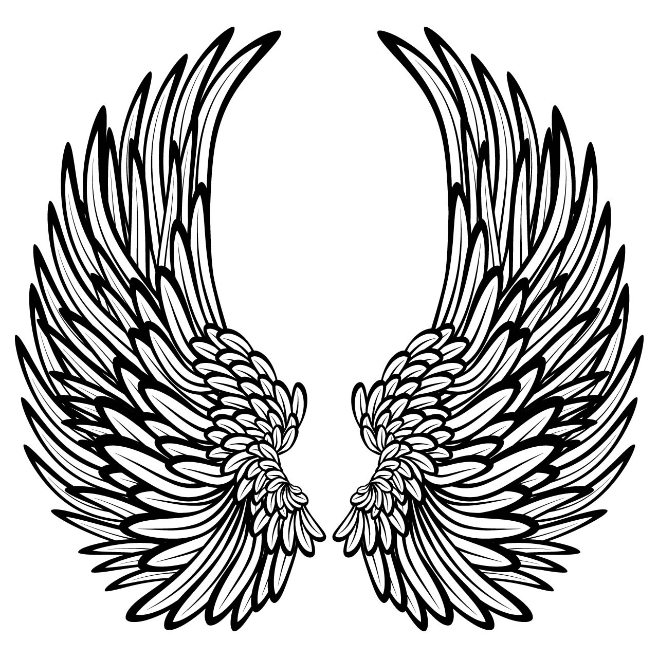 1280x1280 Angel Wing Tattoo Drawing Tutorial Of Side View Iydunetwork