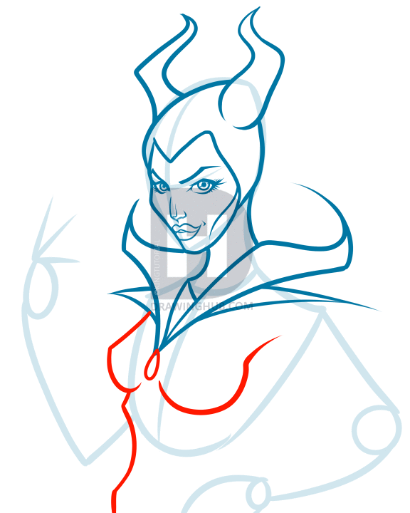 576x720 How To Draw Angelina Jolie As Maleficent, Step