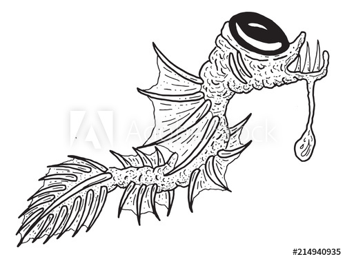 500x376 scary weird deep sea imaginary angler fish eel vector illustration