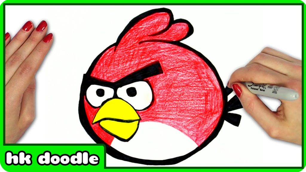 1024x576 How To Draw Angry Birds Easy Red Angry Bird Stepstep Drawing