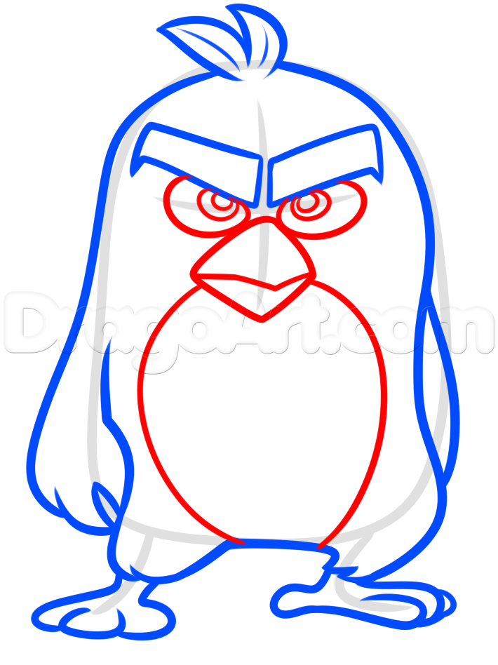 710x948 How To Draw Red From The Angry Birds Movie, Step