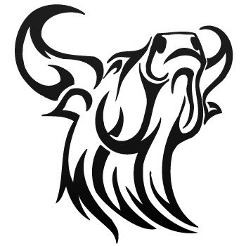 350x350 Angry Bull Head Tribal Black