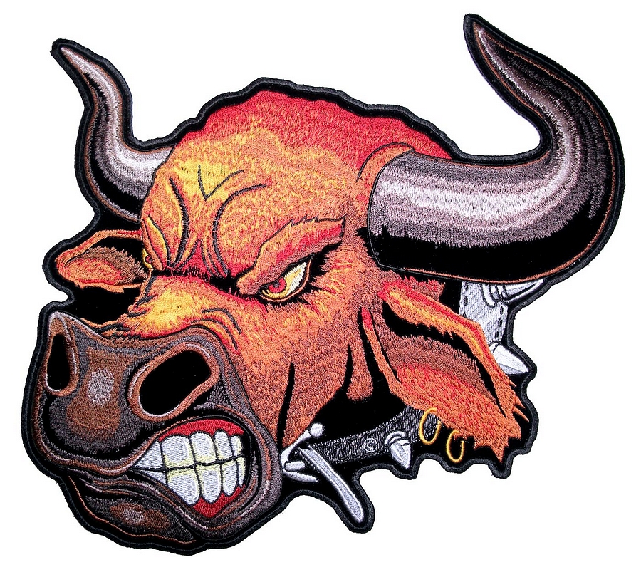 900x810 Angry Bull With Horns Embroidered Biker Patch Patriotic Military