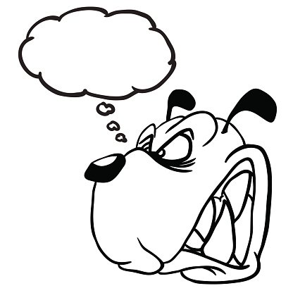 416x416 Black And White Angry Dog With Thought Bubble Premium Clipart