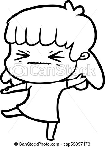 334x470 Cartoon Angry Girl Vectors Illustration