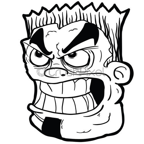 500x500 Angry Face Black