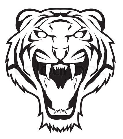 425x480 Angry Tiger Face Vector Art Inspiration Tiger Stencil, Tiger