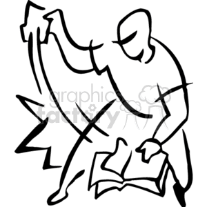 300x300 angry man ripping pages out of a book clipart royalty free