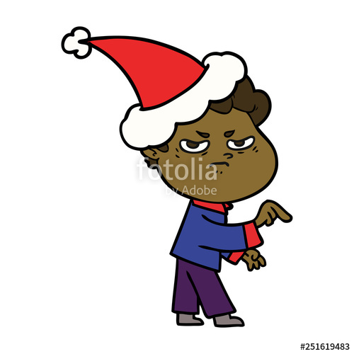 500x500 Line Drawing Of A Angry Man Wearing Santa Hat Stock Image