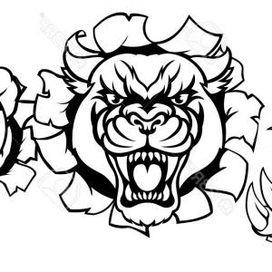 300x300 Photostock Vector Image Of A Black Panther With A Grinning Mouth