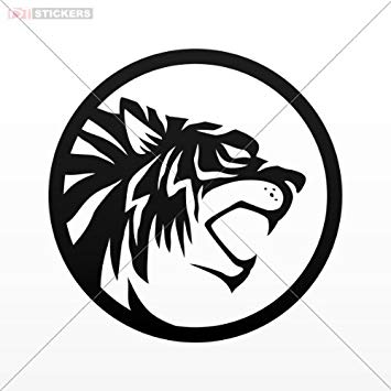 355x355 Decal Stickers Angry Wolf Red