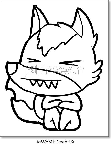 450x580 Free Art Print Of Angry Wolf Cartoon Freeart