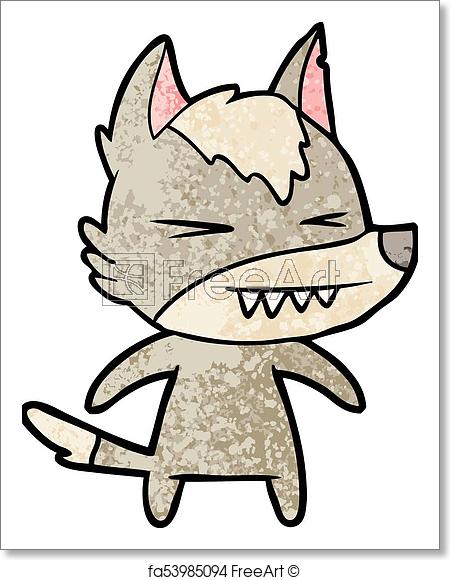 450x580 Free Art Print Of Angry Wolf Cartoon Freeart