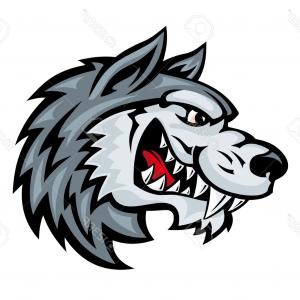 300x300 Photostock Vector Cartoon Angry Wolf Head Isolated On White