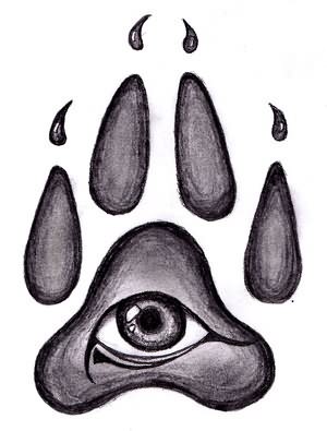 300x395 Animal Eye And Paw Tattoo Design
