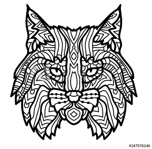 500x489 Hand Drawn Lynx Head Animal Isolated Doodle Line Graphic Design