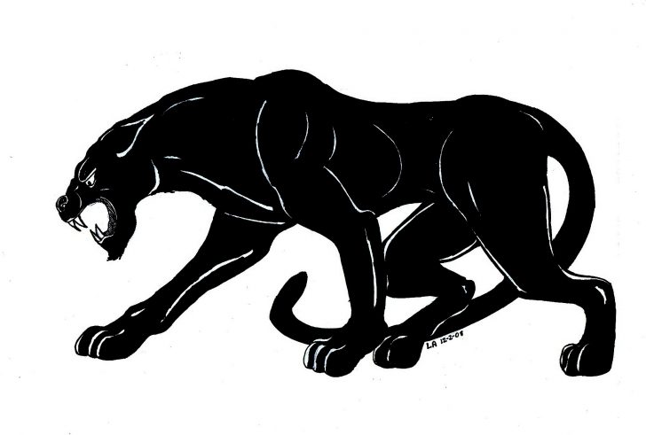 728x491 Black Panther Drawing Easy Full Body Animal Mask Step