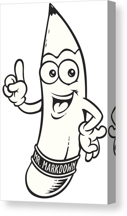 434x740 Animated Pencil, Mr Markdown Canvas Print Canvas Art
