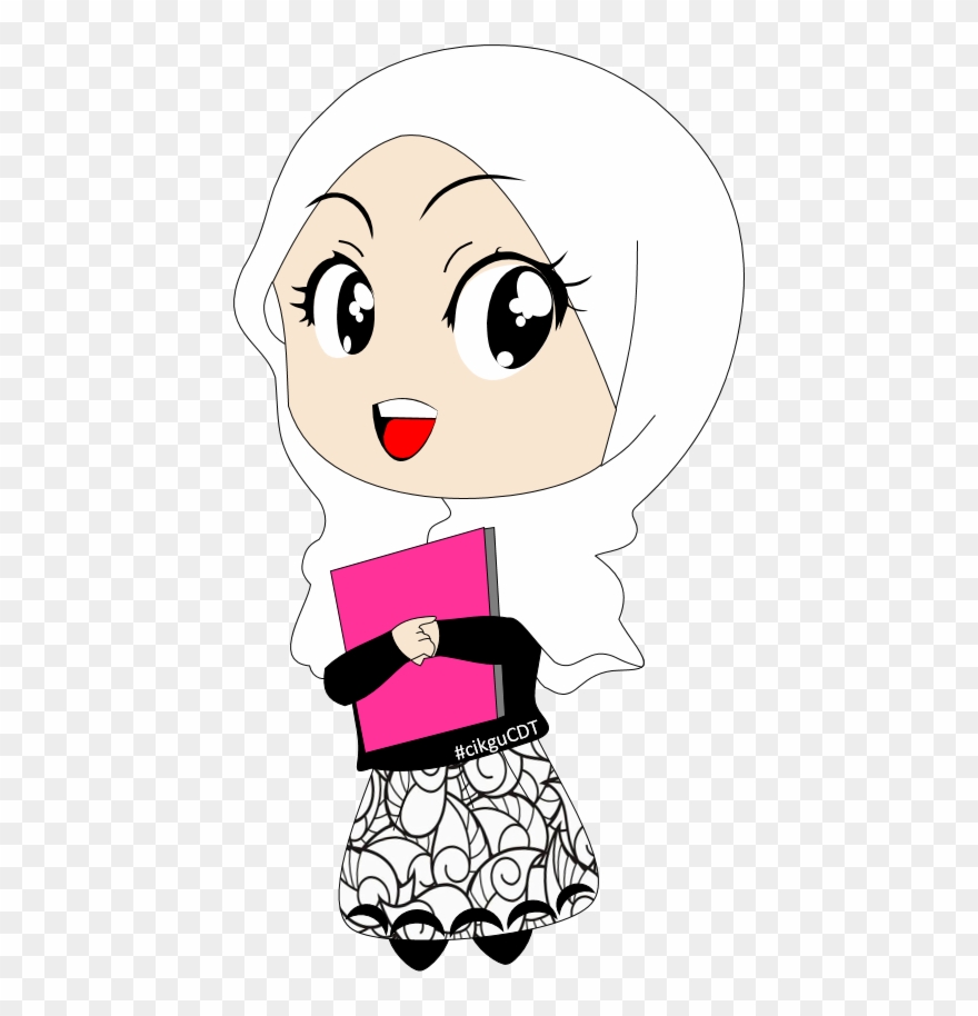 880x914 Girl Hijab Study Animation Transparent Background Clipart