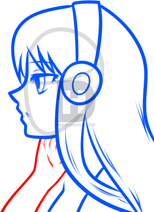 504x696 How To Draw An Anime Music Girl, Step