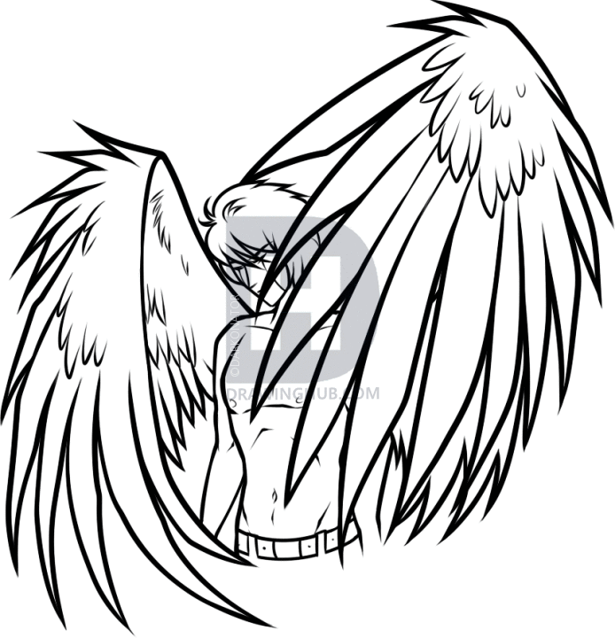 694x720 How To Draw A Male Angel, Step