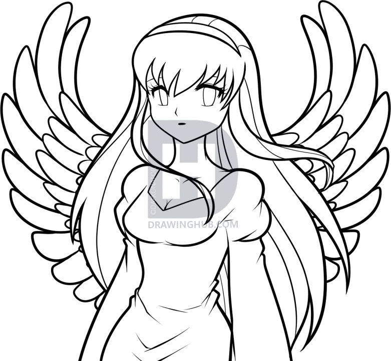 781x720 How To Draw An Anime Angel, Angel Girl, Step