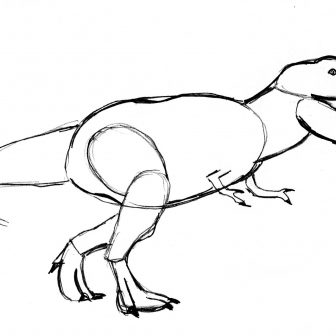 336x336 Dinosaur Art Drawings Cartoon Images To Colour Anime Simple Blue