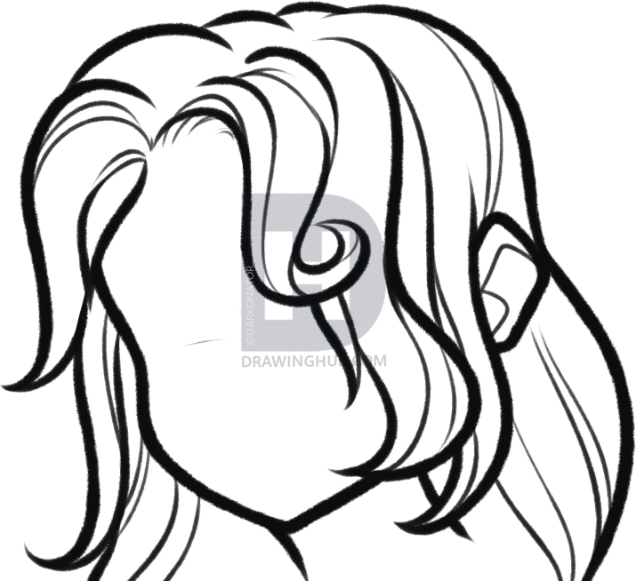 715x654 How To Draw Anime Hair, Step
