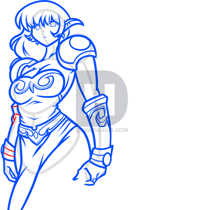 710x720 Anime Girl Armor Drawing Anime Collection