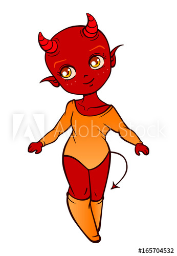 346x500 Little Fitness Demon Girl Anime Style Drawing