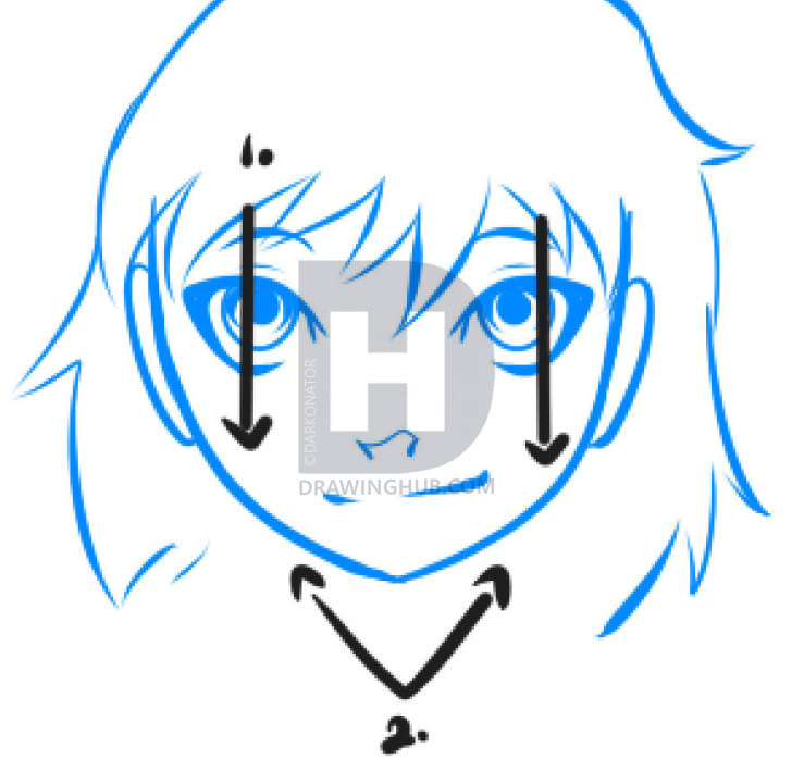 739x720 How To Draw An Easy Anime Face, Step
