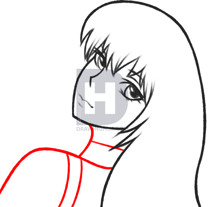 722x720 How To Sketch An Anime Face, Step