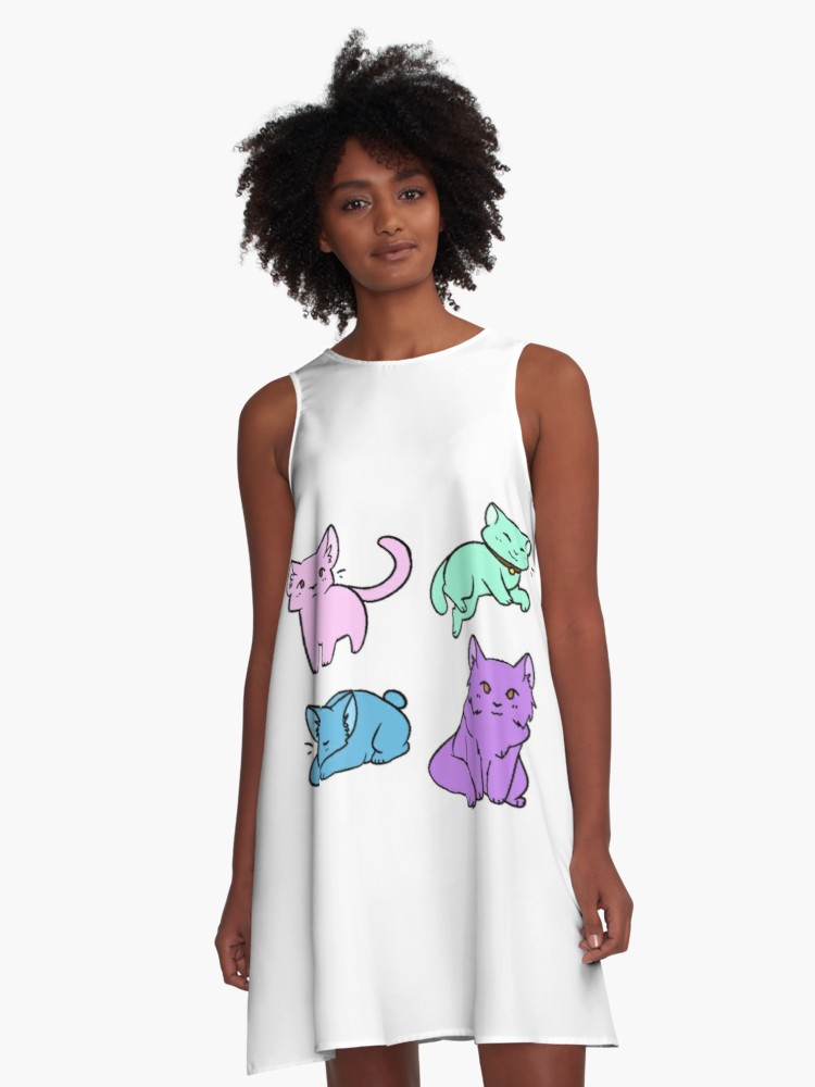 750x1000 Cute Anime Cat Drawing A Line Dress