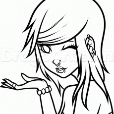 230x230 Anime Emo Girl Coloring Pages