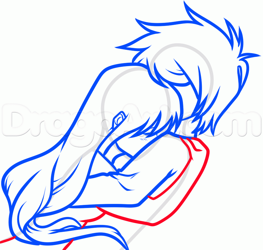 851x809 How To Draw An Anime Hug, Step