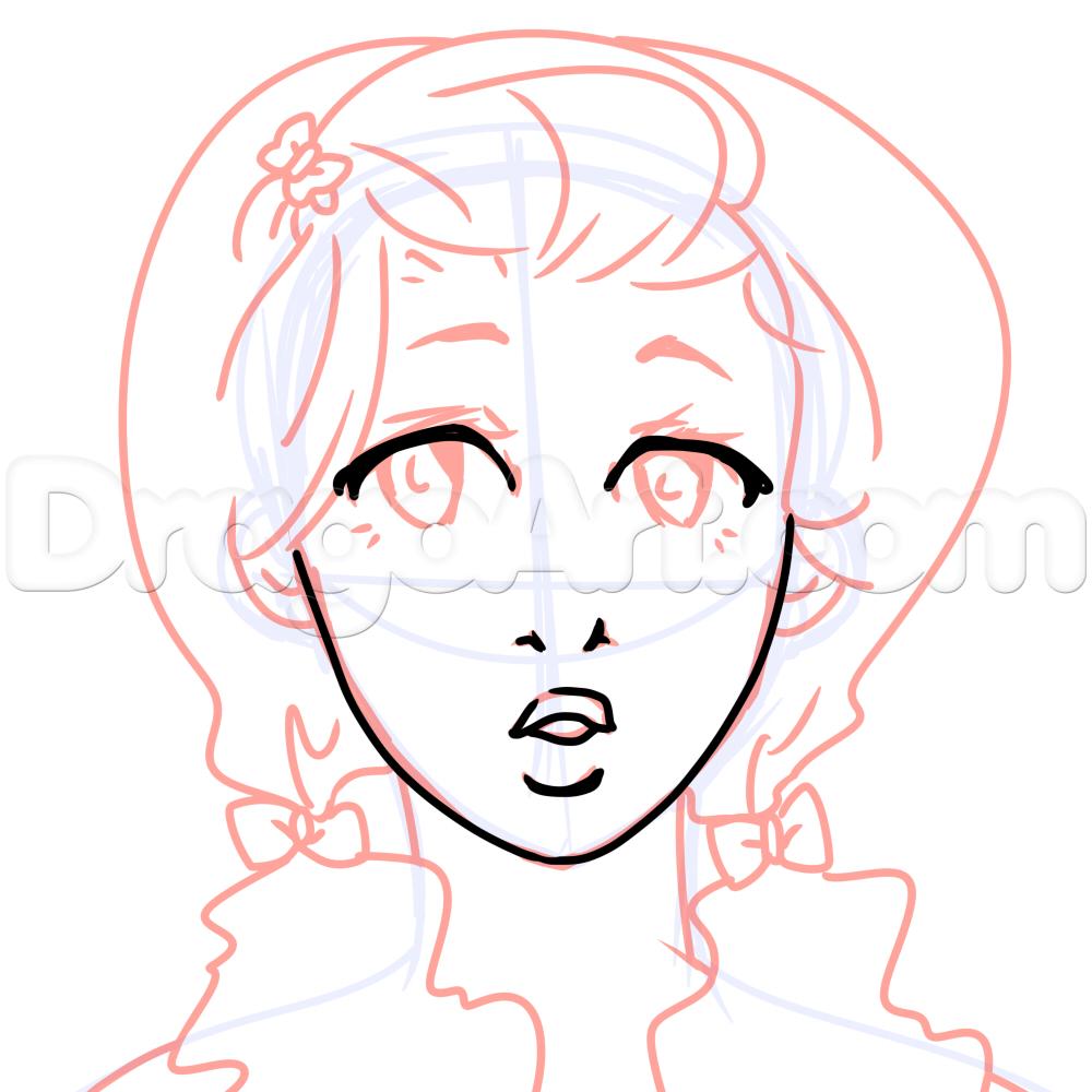 1000x1000 Black Anime Girl Drawing Lesson, Step