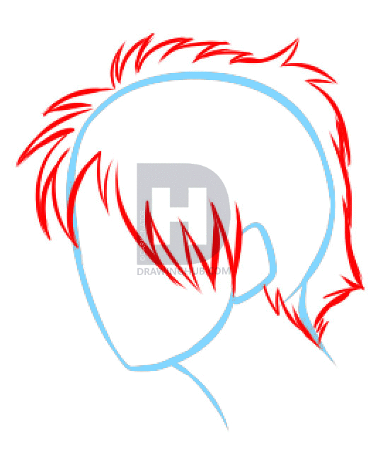 527x636 How To Draw Anime Hair, Draw Manga Hair, Step