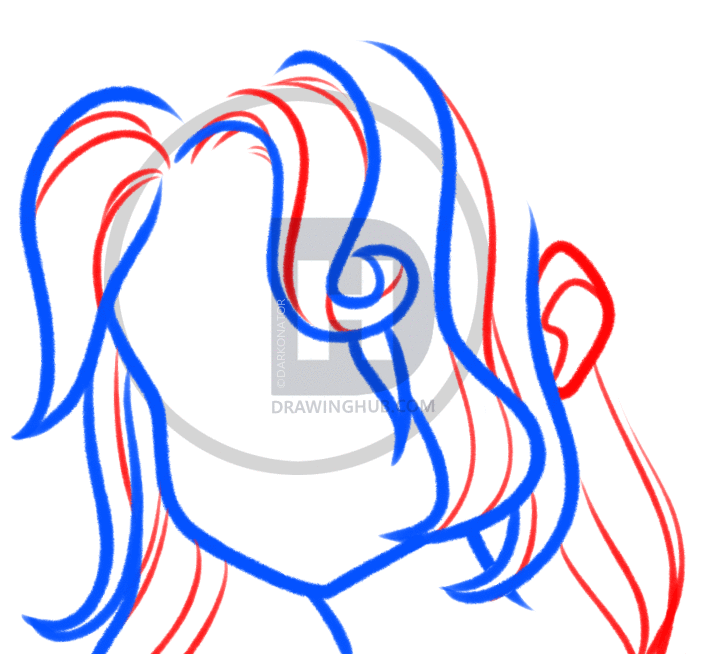 715x654 How To Draw Anime Hair, Step