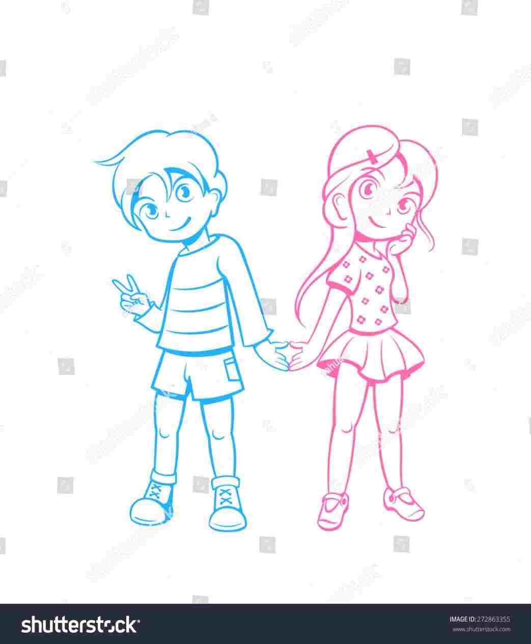 1043x1264 Drawing Of A Anime Girl And Boy In Love