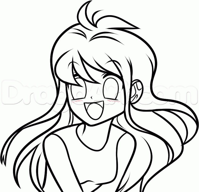 843x812 How To Draw A Happy Anime Face, Step