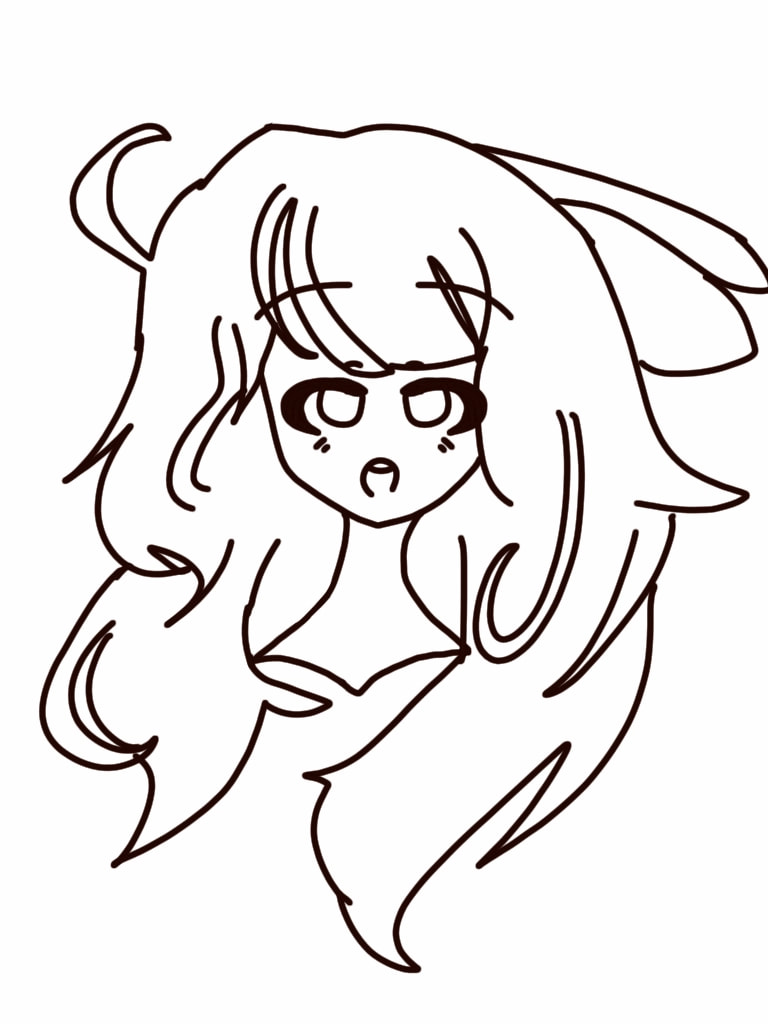 768x1024 Sketch Sketch Cute Bunny Anime Girl Kawaii Smile