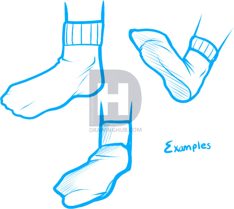 806x720 How To Draw Socks, Step