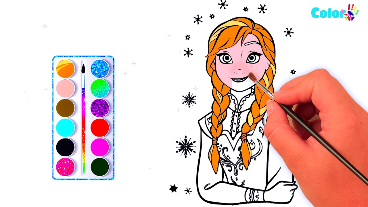 1280x720 Glitter Frozen Anna L Frozen Anna Drawing And Coloring For Kids L