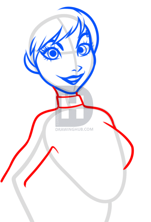 490x720 How To Draw Punk Anna From Frozen, Step