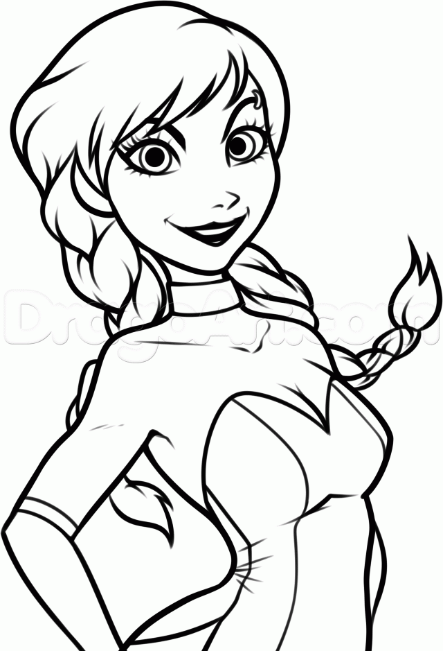 640x939 How To Draw Punk Anna From Frozen, Step