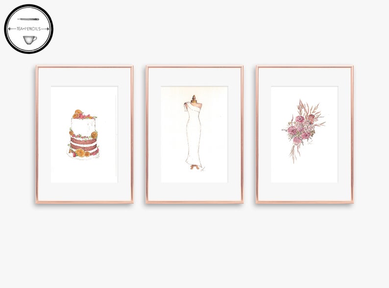 794x588 Custom Wedding Sketch Set Of Individual Drawings Etsy