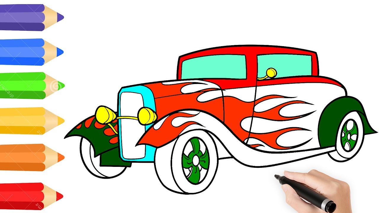 1280x720 How To Draw Classic Car Coloring Pages For Kids To Learn Color